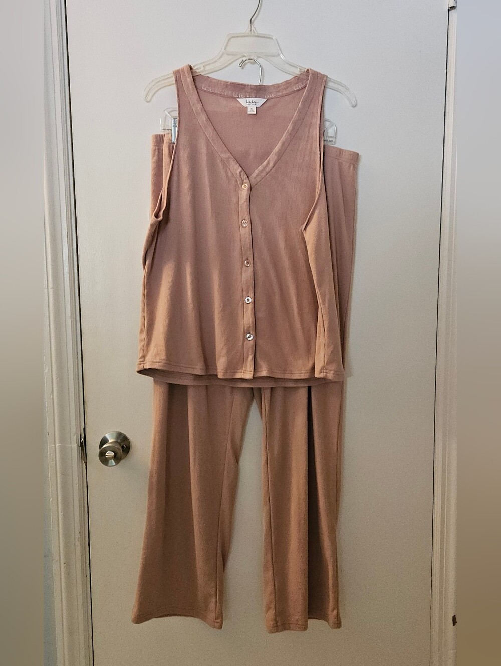 Nicole Miller Ribbed Knit Lounge Set- Mauve Pink